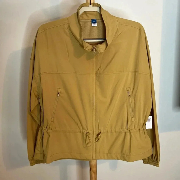 Old Navy Jackets & Blazers - OLD NAVY Loose Stretch Tech Cinched-Waist Crop Jacket Zip-Up Mustard Size Large